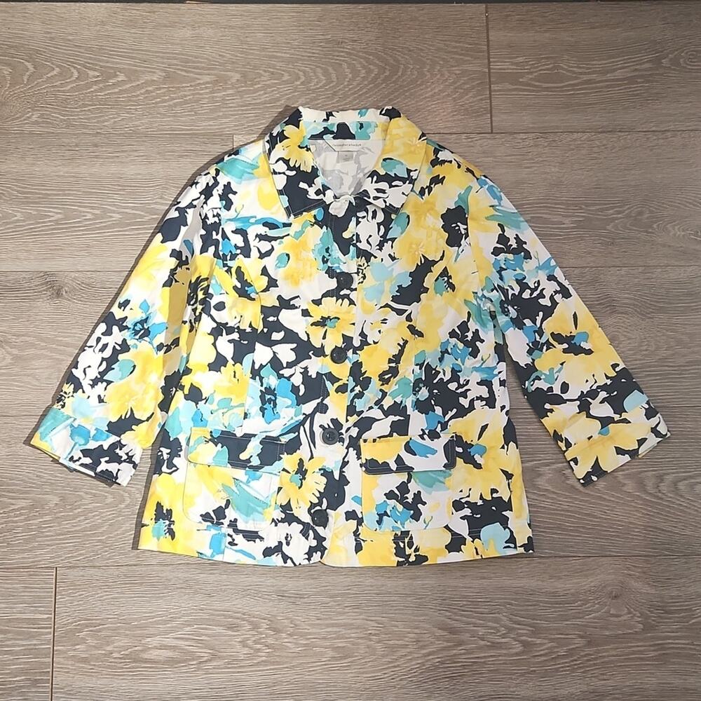Christopher & Banks  Cotton Jacket Women Medium womens Floral blazer
